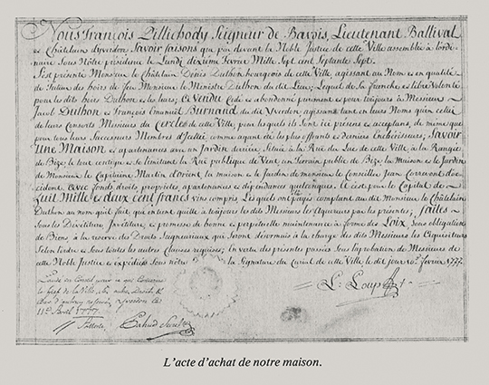 Acte d'achat de la maison du Cercle d'Yverdon